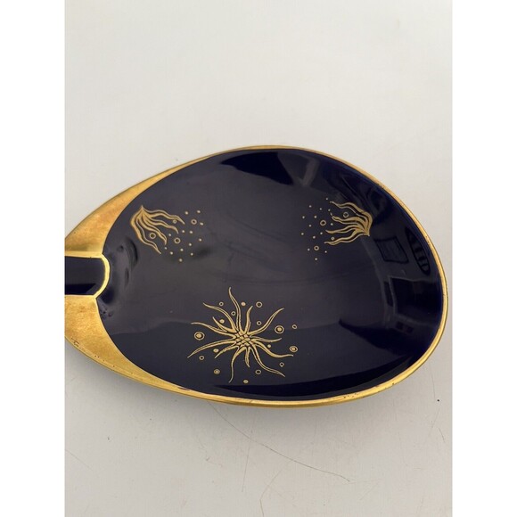 Porcelain Trinket Dish Lindner Bavaria Germany Echt Cobalt Blue/Gold - Picture 2 of 10
